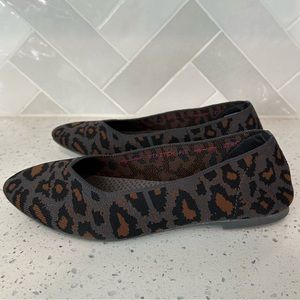 Sketchers, Flats, Leopard Print, Black, Brown, Grey, Size 8